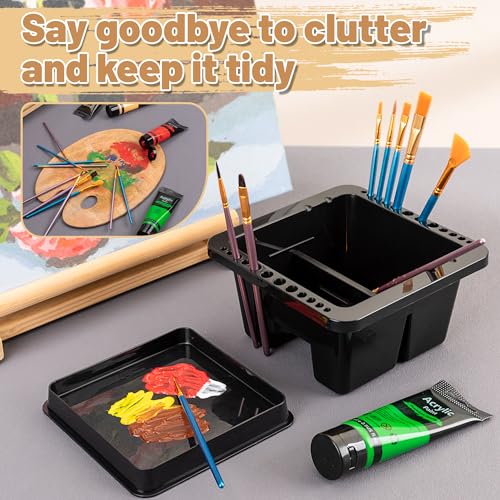 MyLifeUNIT Paint Brush Cleaner, Paint Brush Holder and Organizers for Acrylic, Watercolor, and Water-Based Paints (Black) - color: Black