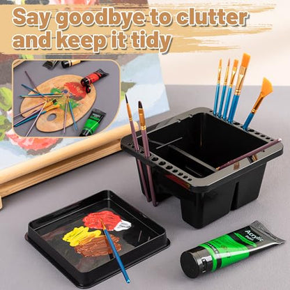 MyLifeUNIT Paint Brush Cleaner, Paint Brush Holder and Organizers for Acrylic, Watercolor, and Water-Based Paints (Black) - color: Black