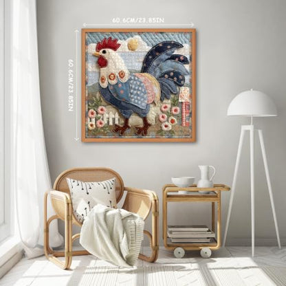Funny Chicken Puzzles for Adults 1000 Pieces, Quilt Farm Jigsaw Puzzle | Flower Rooster Puzzle, Beautiful Floral Patchwork Chicken Home Wall Decor