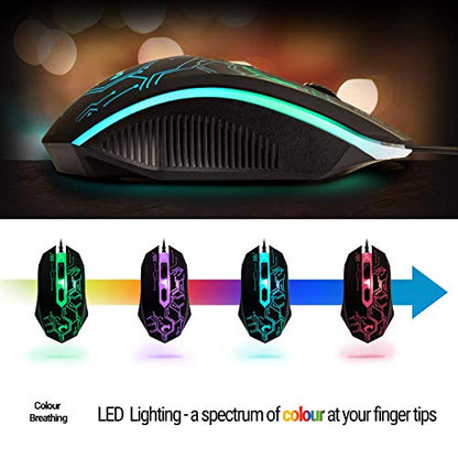 Gaming Keyboard and Mouse and Mouse pad and Gaming Headset, Wired LED RGB Backlight Bundle for PC Gamers and Xbox and PS4 Users - 4 in 1 Edition Hornet RX-250 - color: Black