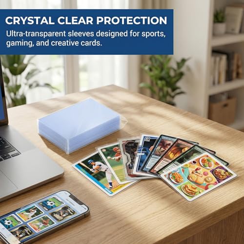 Penny Sleeves for Trading Cards - 200PCS Soft Clear Card Sleeves, Top Loading Plastic Card Protector for MTG, Game, Baseball, Football, Sports Cards, 3.6 x 2.6 Inch Top Loaders for Standard Cards