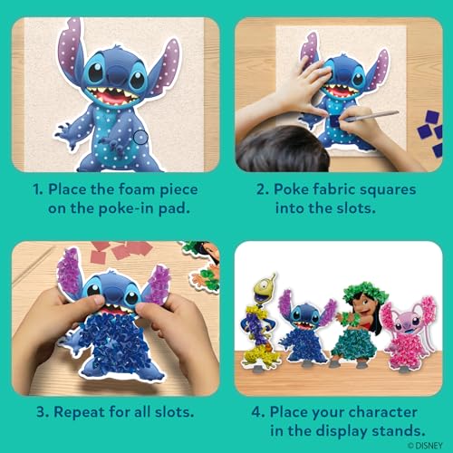 Skillmatics Poke-in Art – Lilo & Stitch, Mess-Free Fun, DIY Wood Craft Kit | Screen-Free Activity, DIY Room Decor, 500+ Fabric Squares, 4 Foam Pieces, Gifts for Girls & Boys Ages 4, 5, 6, 7, 8, 9 - style: 5. Disney's Lilo & Stitch