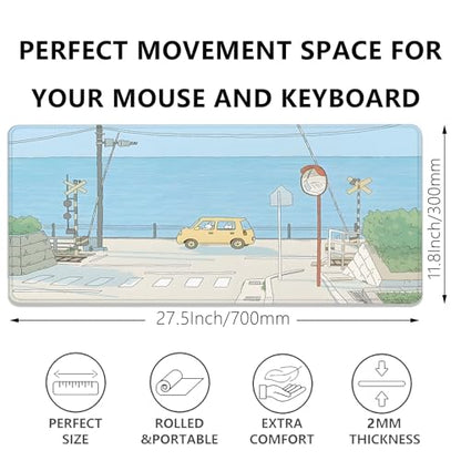 Cute Desk Mat Kawaii Anime Large Gaming Mouse Pad Cartoon Rabbit Desk Pad,Stitched Edges Non-Slip Waterproof Rubber Base Mous Mat for Office,Computer,Keyboard,Laptop and Home Desk Pad(27.5X11.8 in) - color: Cartoon Anime