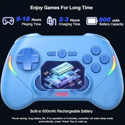 Megadream Phone Controller for PC/Switch 2|Swith/Android/iPad/Tablet/iPhone Controller - RGB light - Hall Effect Trigger/Joystick - Call of Duty, Roblox, Genshin Impact, Direct Play, Blue - color: Blu