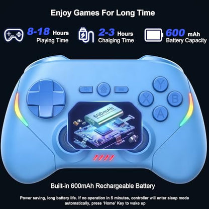 Megadream Phone Controller for PC/Switch 2|Swith/Android/iPad/Tablet/iPhone Controller - RGB light - Hall Effect Trigger/Joystick - Call of Duty, Roblox, Genshin Impact, Direct Play, Blue - color: Blu