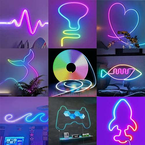 9.8FT USB LED Neon Rope Light,Smart RGB IC Led Strip Lights for Bedroom,Music Sync LED Neon Light Strip,APP and 24Keys Wireless Remote,DIY Ideas,Gaming Room,Home Decorations,Christmas Gift