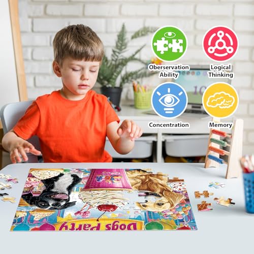4-Pack 100 Piece Puzzles for Kids Ages 6-8 8-10 Year Old Large Piece Puzzles for Seniors 100 Pieces Jigsaw Puzzles for Kids Ages 4-6, Learning Educational Toys for Boys and Girls- Dogs Kittens Donuts - style: Cat Dog Donut
