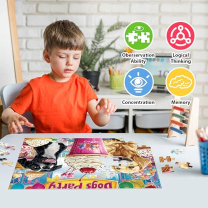 4-Pack 100 Piece Puzzles for Kids Ages 6-8 8-10 Year Old Large Piece Puzzles for Seniors 100 Pieces Jigsaw Puzzles for Kids Ages 4-6, Learning Educational Toys for Boys and Girls- Dogs Kittens Donuts - style: Cat Dog Donut