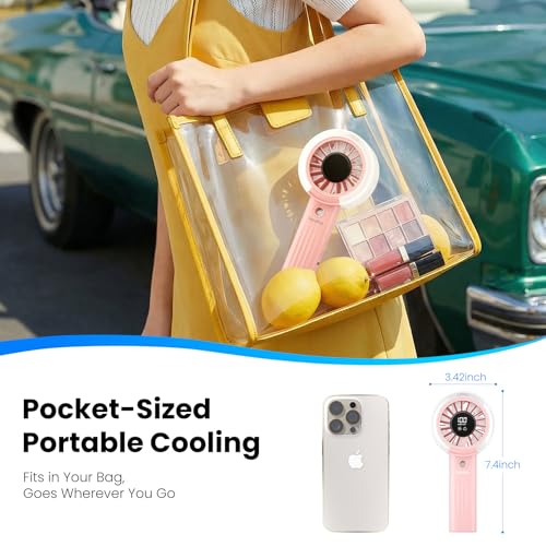 HandFan Upgraded Misting Fan with LED Display – Extreme Cooling Portable Handheld Fan with Water Mist Spray, 50% Stronger Airflow & Quieter, Personal Mister for Travel/Park/Disney/Beach/Concert/Game - color: Blush Pink