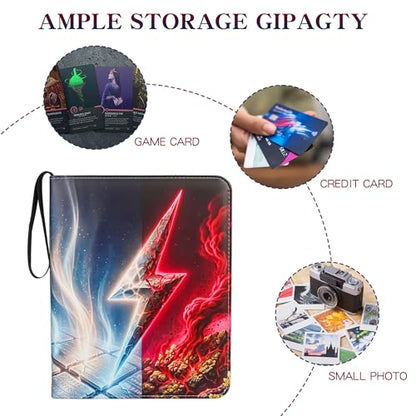 Trading Card Binder 9 Pocket, 900 Pocket Card Holder with 50 Removable Sleeves,PU Waterproof Card Book 3-Ring Zipper Collectible Card Album for Adult Gift (Red-1) - color: Red-1, size: 9 Pocket, 900 Cards