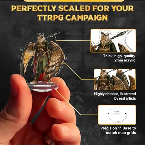 Skinny Minis Monstrous Races Miniatures Set, 24 Medium Flat Minis with Bases, Fantasy Monster Minis for Tabletop Game RPG Campaigns, DND Compatible, TTRPG 5e & Pathfinder Minis