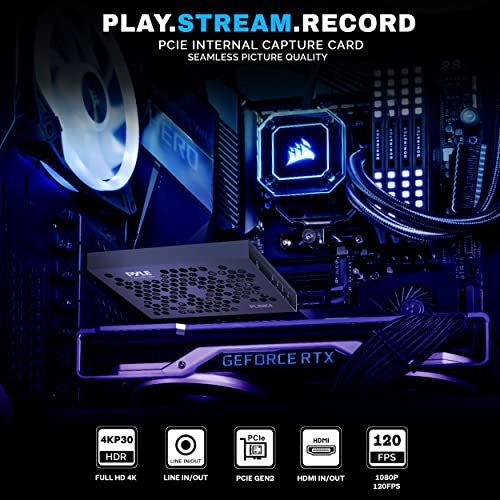 Pyle Live Gamer HDMI 4K Live Record and Stream, Multi Video Format Support, Audio-VideoLine in/Out, Super High Speed, Real Time Gameplay, Conference Live Broadcast, PCI-E Gen2 - PLINK4 - style: Video PCI-E Card