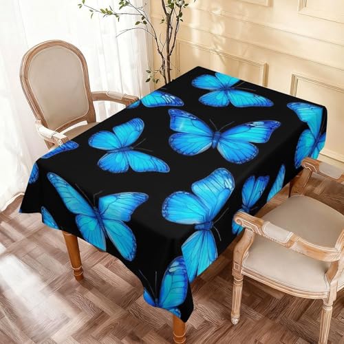 Fashion Home Decor Holiday Party Tablecloth Rectangle Tablecloth Tabletop Blue Butterfly - color: Color63, size: 59.8x89.8in