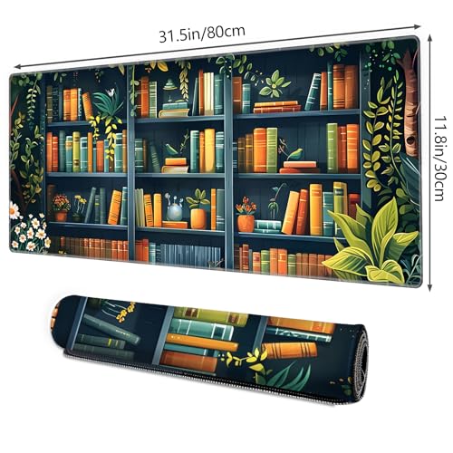 Galdas Gaming Mouse Pad XXL XL Large Long Extended Big Mousepad Non-Slip Rubber Keyboard Mouse Pad with Stitched Edges for Laptop Home Office (31.5x11.8x0.08 Inch) -Books - color: Books