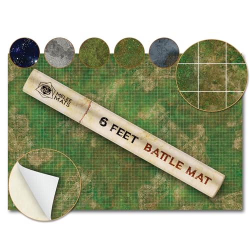 Melee Mats Wargaming Battle Mat, 48"x72" - Terrain for Warhammer 40K, Dungeons and Dragons, Tabletop RPG, Miniatures & Strategy Games - Durable Vinyl Map - color: Grasslands+grids, size: 48"x72