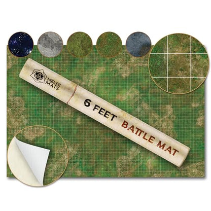 Melee Mats Wargaming Battle Mat, 48"x72" - Terrain for Warhammer 40K, Dungeons and Dragons, Tabletop RPG, Miniatures & Strategy Games - Durable Vinyl Map - color: Grasslands+grids, size: 48"x72