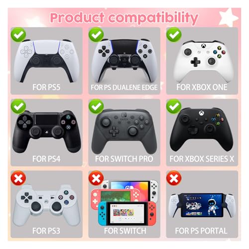 NANANINO PS5 Thumb Grips, Switch Pro, PS4, Xbox Controllers, 4-Pack, Clear | PS5 thumb grips with sweat-resistant silicone for Switch 2, Switch Pro, PS4 and Xbox controllers, ergonomic 4-pack - color: Clear