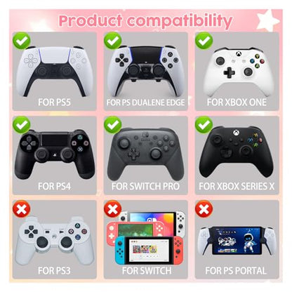 NANANINO PS5 Thumb Grips, Switch Pro, PS4, Xbox Controllers, 4-Pack, Clear | PS5 thumb grips with sweat-resistant silicone for Switch 2, Switch Pro, PS4 and Xbox controllers, ergonomic 4-pack - color: Clear