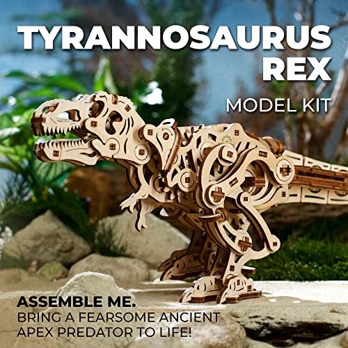 UGEARS Tyrannosaurus Rex 3D Wooden Puzzles for Adults - Wooden Model Kits for Adults D Rex Dinosaur Puzzle Kit Mechanical Models Automaton Kit Brain Teaser, Hobby Set Home Decoration - style: Tyrannosaurus Rex
