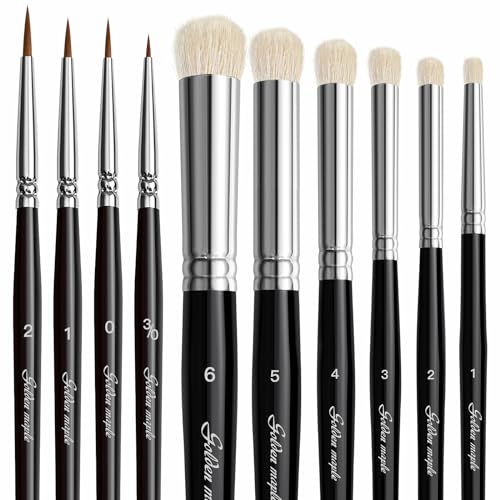 Golden Maple Drybrush Miniature Paint Brushes -10pcs Micro Detail Paint Brush Set, Small Fine Detail Brushes for Acrylics, Watercolors & Paint by Number, Figurine - style: 10GP