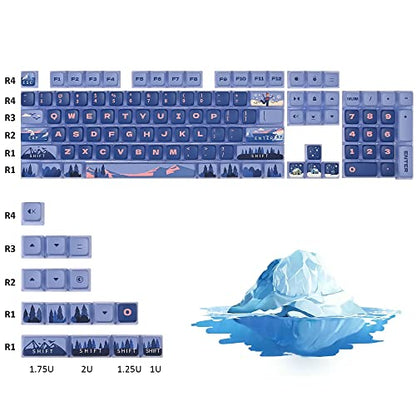 Polar Region ASA Custom keycaps ，118 Keys Double-Shot Key Cap Set for Cherry/Gateron MX switches 60 Percent / 64/61 Gaming Mechanical Keyboard(Polar Region Blue) - color: Polar region Blue