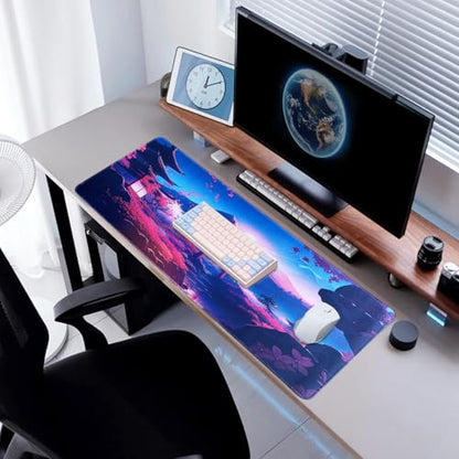 Gaming Mouse Pad XL XXL with World Map(31.5 x 11.8in),Desk Mat&Large Mouse Pad Keyboard Mat 3MM Anti Slip and Waterproof Rubber Mouse Pad(Land of Dreams) - color: Land of dreams