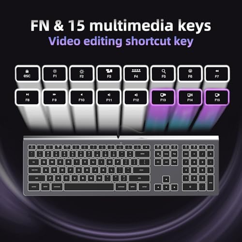 USB Wired Keyboard for Mac with White Backlight, Compatible with Mac mini, iMac, MacBook, Plug and Play Full-Sized Keyboard for Office, Home Use