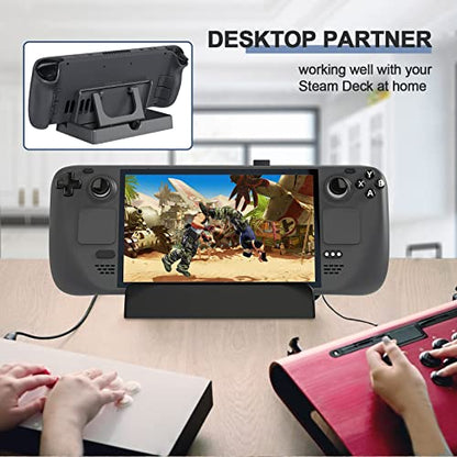 Stand Base for Valve Steam Deck Dock Accessories PC Console Game Handheld Gaming Holder Mount Bracket Black (3-Level Adjustable Angel)