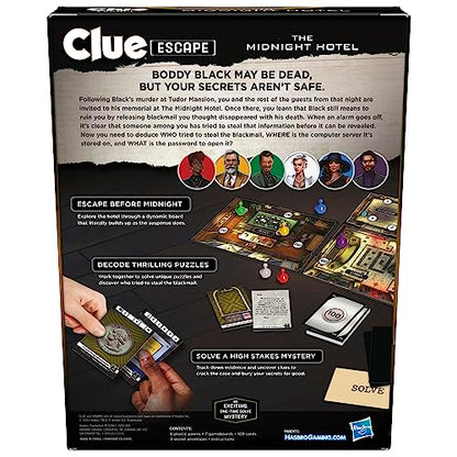 Clue Escape: The Midnight Hotel Board Game, Clue Escape Room Game, 1-Time Solve Mystery Games, Family Games for Ages 10+, 1-6 Players, 90 Mins. Avg. - style: The Midnight Hotel