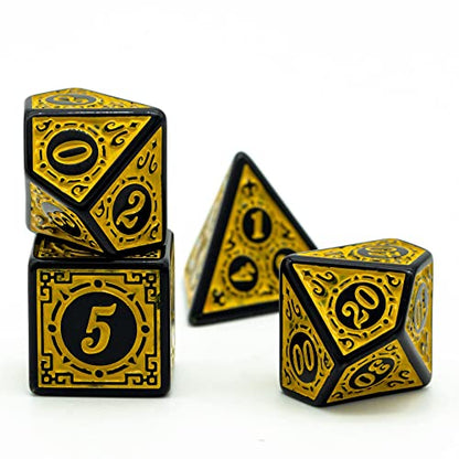 Dice Set D&D-DND Polyhedral Dice (7 Pcs) with Gift Dice Bag for Dungeons and Dragons Role Playing Dice Games RPGs (Dice-Yellow with Black Edge) - color: Dice- Yellow With Black Edge