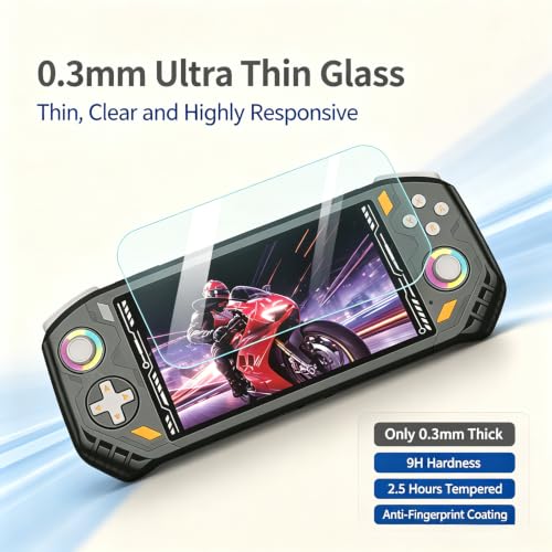 TEHAOUU Handheld Game Tempered Glass Protector, Compatible with AISLPC RG52 Pro Max Retro Game Console, Clear Display Cover for Portable Game Play (2)