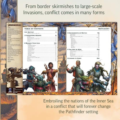 Pathfinder Battlecry! Hardcover, 2 New Classes, War & Combat | Ages 16+, Second Edition Remaster RPG Rulebook, 224 Pages, Tabletop Gaming