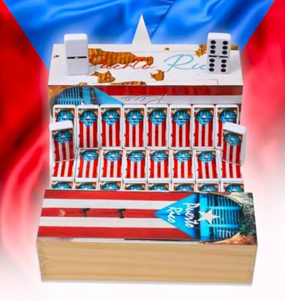 Puerto Rico Dominoes Set – Boricua Edition Double Six Domino – Puerto Rican Flag Design Dominos for Adults & Cultural Gatherings