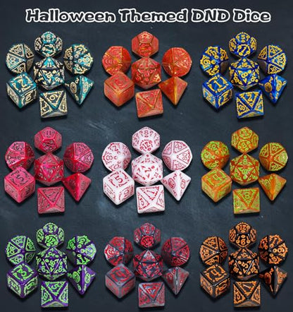 CiaraQ Holiday Theme Polyhedral Role Playing Dice with Pouch | 26 acrylic dice sets – 182 pcs total, 7 per set (D4-D20). Lightweight & durable. Great for D&D & tabletop games. Ages 14+. - color: 26 Colors - Festival Theme