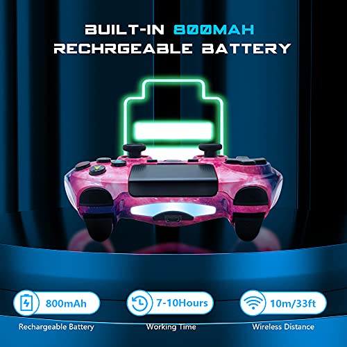 Wireless Controller for PS4, Controller for Sony PlayStation 4, Double Shock 6-Axis Motion Sensor, Sensitive Touch Pad, Built-in Speaker & Stereo Headphone Jack, Compatible with PlayStation 4/Pro/Slim - color: Pink