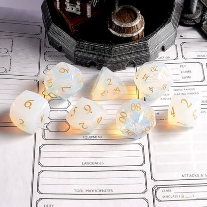 7-Piece Diamond Cut Dice Set for Dungeons and Dragons (D&D) | RPG & Tabletop Games | Premium Gift Box & Durable Design - color: Zs-d