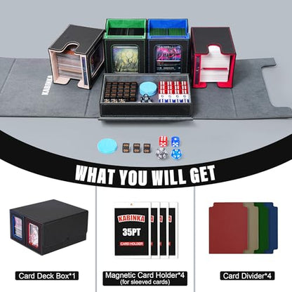 Kabinka MTG Commander Deck Box, Holds 400+ Double-Sleeved Cards | 5-in-1 Card Deck Box, Patented Design, Magnetic Detachable Card Case with Dice Tray, Fits Magic / TCG Cards (Colorful) - color: A3-Colorful