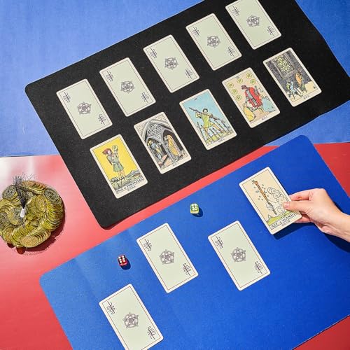 Ecally 4 Pcs Card Game Mats 24 x 14 Inch Playmat Table Smooth Playing Card Mat for TCG, Gameplay (Black,Blue) - color: Black, Blue