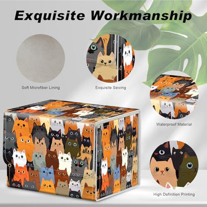 Magnetic Closure TCG Deck Box Portable Card Holder Trading Card Deck Box | PU Leather Collectible Card Case Game Trading Card Deck Box Storage Scratch Resistant Lining, A Crowd Of Cute Cats - color: A Crowd Of Cute Cats