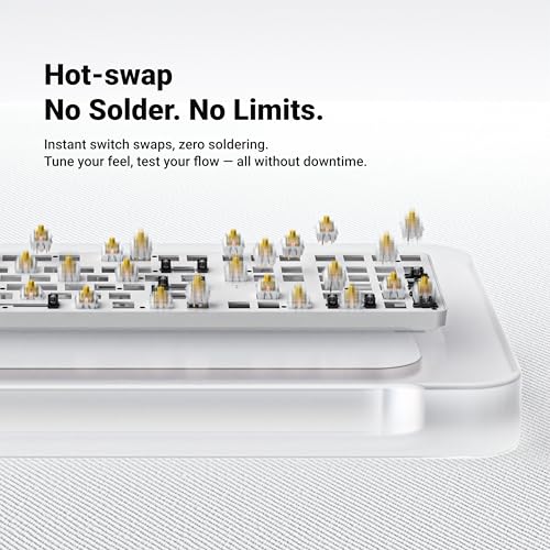 Keychron KJ5 Wireless Custom Mechanical Keyboard, 2.4 GHz Bluetooth QMK Full-Size Layout RGB, Hot-swappable Banana Switch Compatible with Mac Windows Linux, for Gaming Office - White - style: White - Banana Switch
