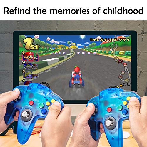 2 Pack N64 USB Controller, miadore USB Retro N64 Gamepad Joystick Raspberry Pi Controller for Windows PC MAC Linux (Clear Blue) - color: Clear blue