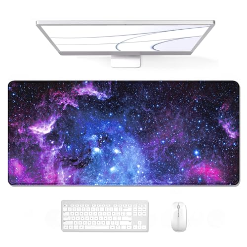 Auhoahsil Large Mouse Pad, XXL Gaming Mousepad, Desk Mat for Desktop, Thick Rubber, Big & Long Size, Stitched Edges, Full Desk Pad for Laptop & Computer, Extended 31.5 x 11.8 in, Amazing Galaxy - color: 03 Galaxy, size: 31.5L x 11.8W inches
