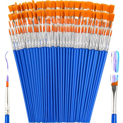 Small Paint Brushes Bulk, 160 Pcs Flat Tip Round Acrylic Paint Brushes for Kids Classroom Acrylic Watercolor Canvas Face Painting Touch Up