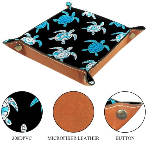 Dice Trays Turtles Holder Storage Box for Dice Games Like RPG DND, Leather Dice Holder Portable Folding Rolling Dice Tray, 16x16cm - color: Multi 10