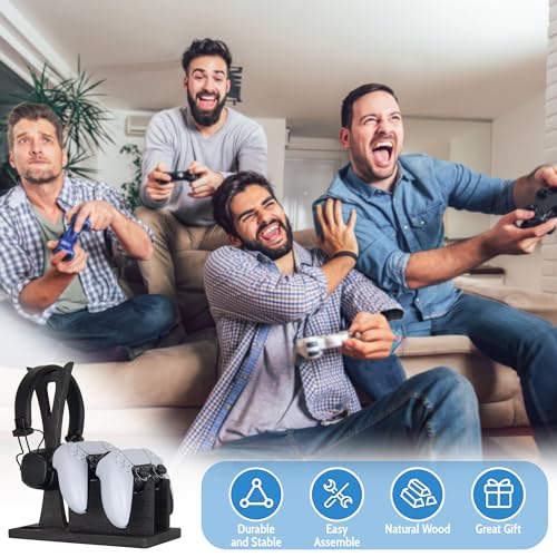 Gamer Gifts for Men Teenage Boy Controller Holder & Headphone Stand, Stylish Gaming Accessories Setup Controller Stand Headset Stands, Unique Gifts for Gamers to Organize Gaming Equipment - size: Game_Black