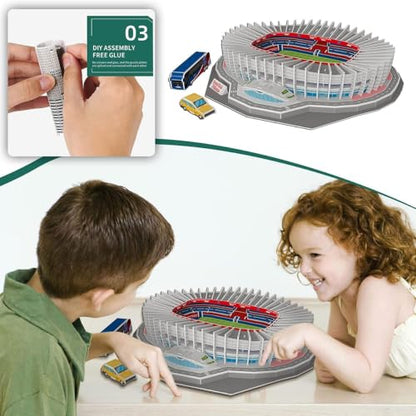 Classic Football Stadium Puzzle,3D Puzzle Soccer Club Venues,3D Paper Model Building Puzzle Kit, Soccer Stadium Souvenir Gift,Handmade Puzzle Ornaments，Cardboard Model (PARC des Princes) - color: Parc Des Princes