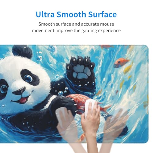 Cute Panda Mouse Pad XL Large Mousepad Non Slip Rubber Base Desk Mat for Laptop Computer Gaming 31.5" X 12" - color: Cute Panda