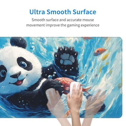 Cute Panda Mouse Pad XL Large Mousepad Non Slip Rubber Base Desk Mat for Laptop Computer Gaming 31.5" X 12" - color: Cute Panda