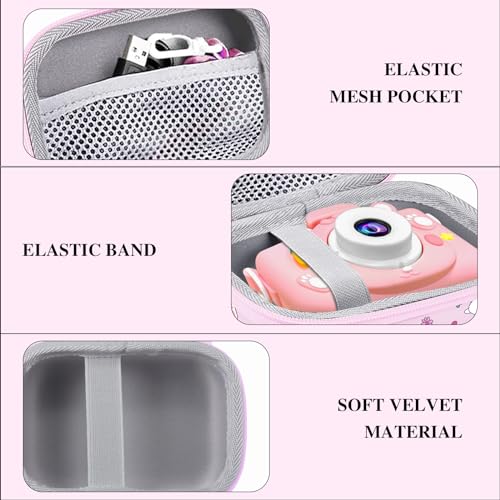 Leayjeen Kids Camera Case for Goopow/Mgaolo Kids Camera-Pink Rabbit | Fits CIMELR/Seckton/OZMI Kids Toy Cameras and Children Digital Camera,Shockproof Water-Resistant Hard EVA Shell(Case Only) - color: Pink Bunny