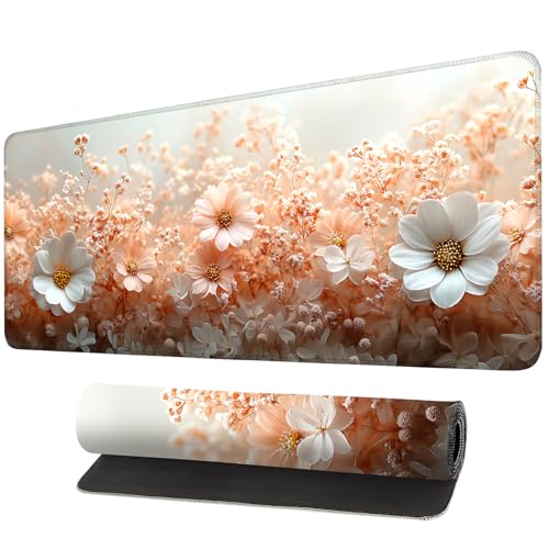 Mouse Pad, Large Anti-Slip with Stitched Edges Desk Mat Desktop Laptop Computer Desk Keyboard Mat,Table Protector Blotter Mat (Powder, 35.4" x 15.7") - color: Powder, size: 35.4" x 15.7"